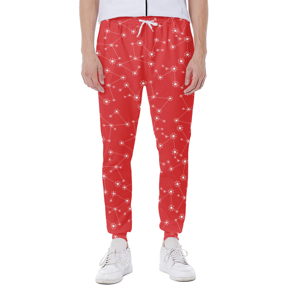 Red And White Snowflake Pattern Print Scuba Joggers
