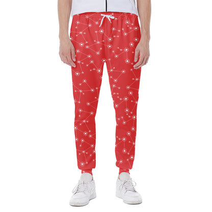Red And White Snowflake Pattern Print Scuba Joggers