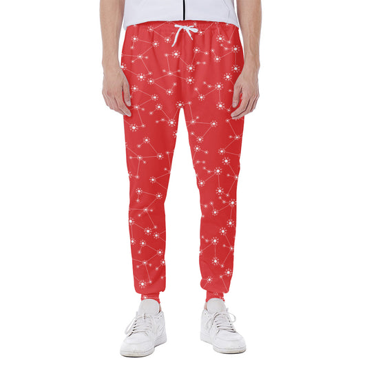Red And White Snowflake Pattern Print Scuba Joggers