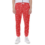 Red And White Snowflake Pattern Print Scuba Joggers