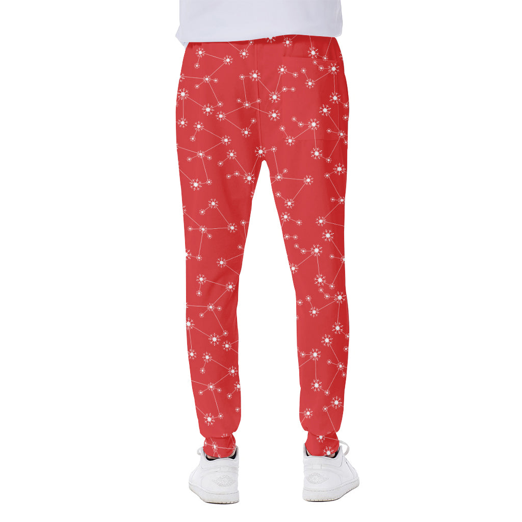 Red And White Snowflake Pattern Print Scuba Joggers