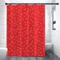 Red And White Snowflake Pattern Print Shower Curtain