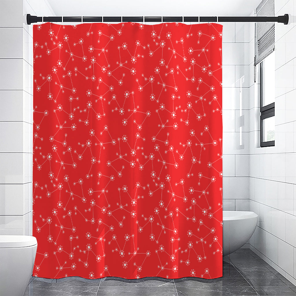 Red And White Snowflake Pattern Print Shower Curtain