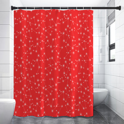 Red And White Snowflake Pattern Print Shower Curtain