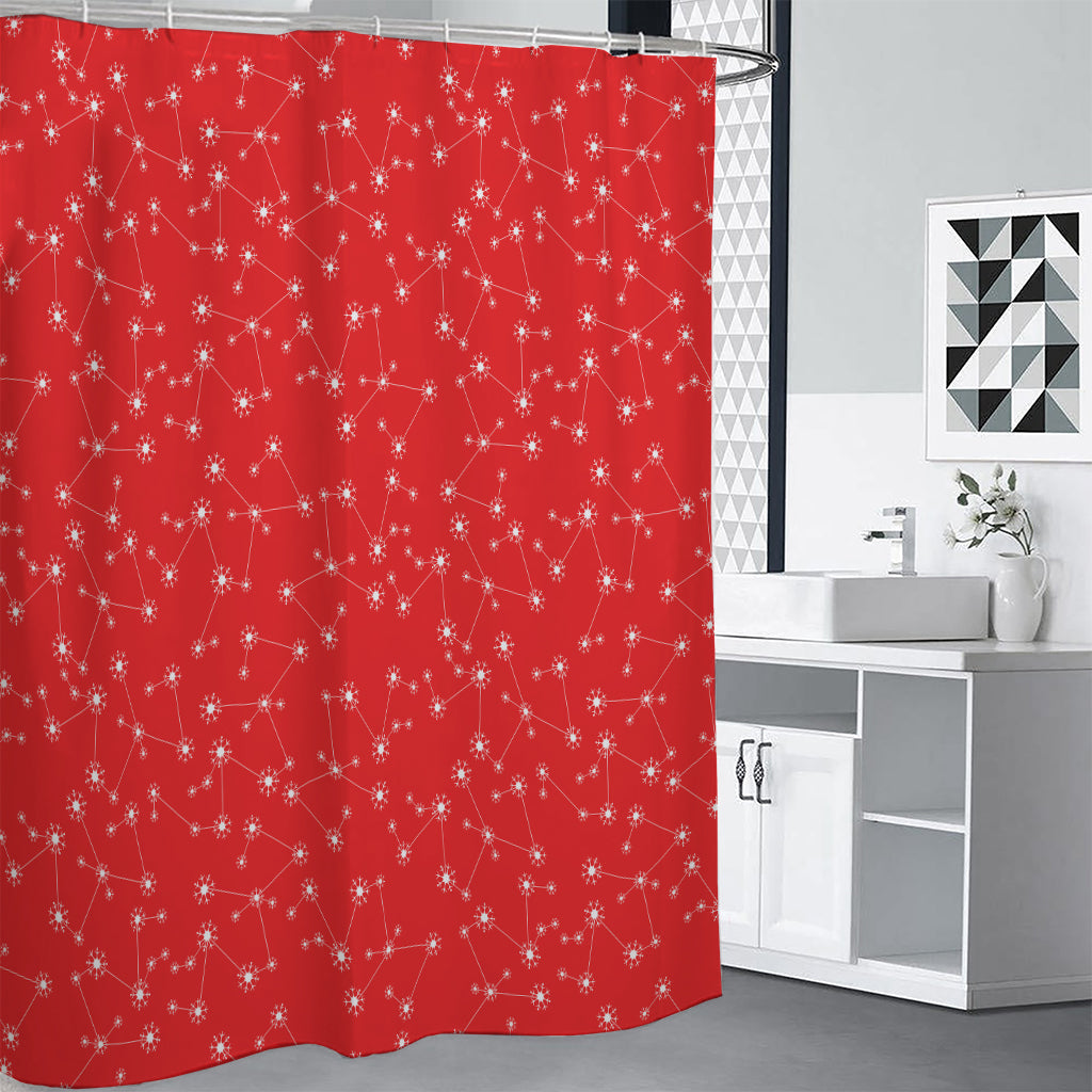Red And White Snowflake Pattern Print Shower Curtain