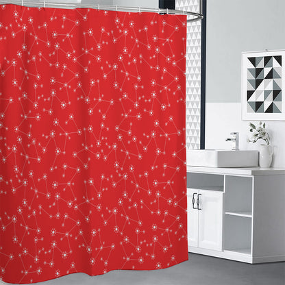 Red And White Snowflake Pattern Print Shower Curtain
