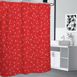 Red And White Snowflake Pattern Print Shower Curtain