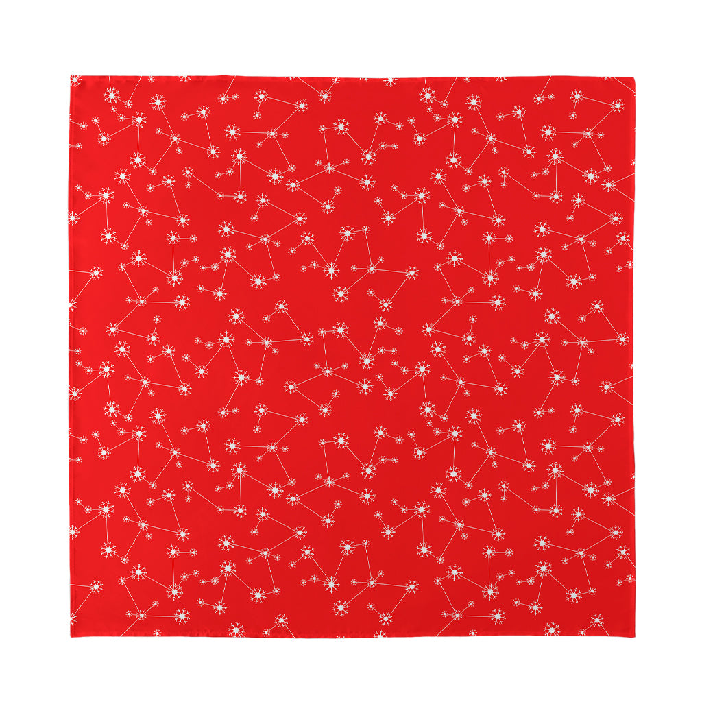 Red And White Snowflake Pattern Print Silk Bandana