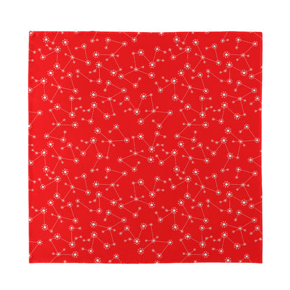 Red And White Snowflake Pattern Print Silk Bandana