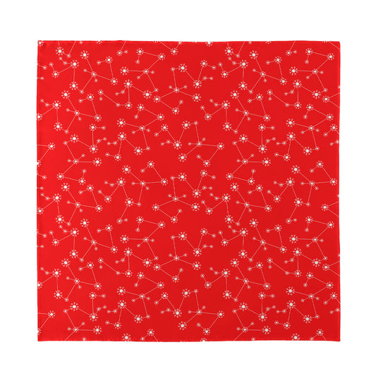 Red And White Snowflake Pattern Print Silk Bandana