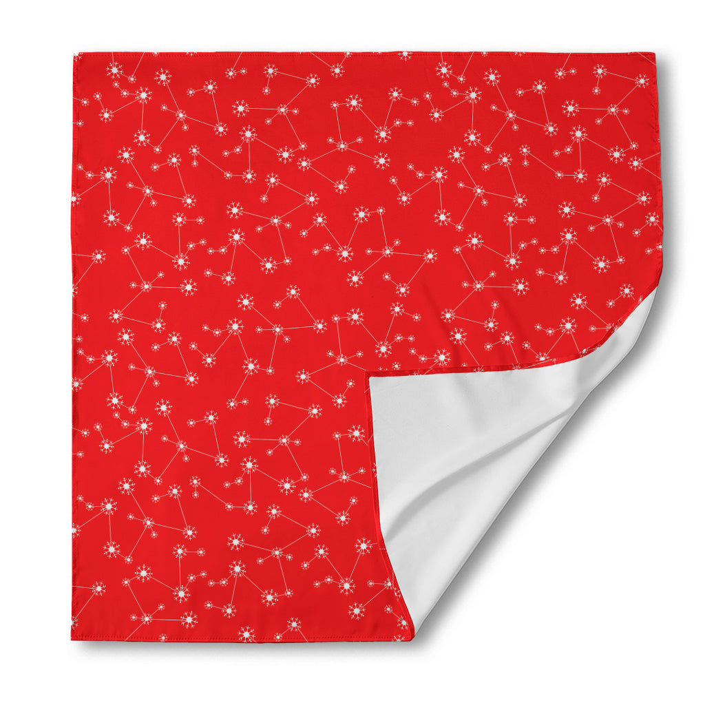 Red And White Snowflake Pattern Print Silk Bandana