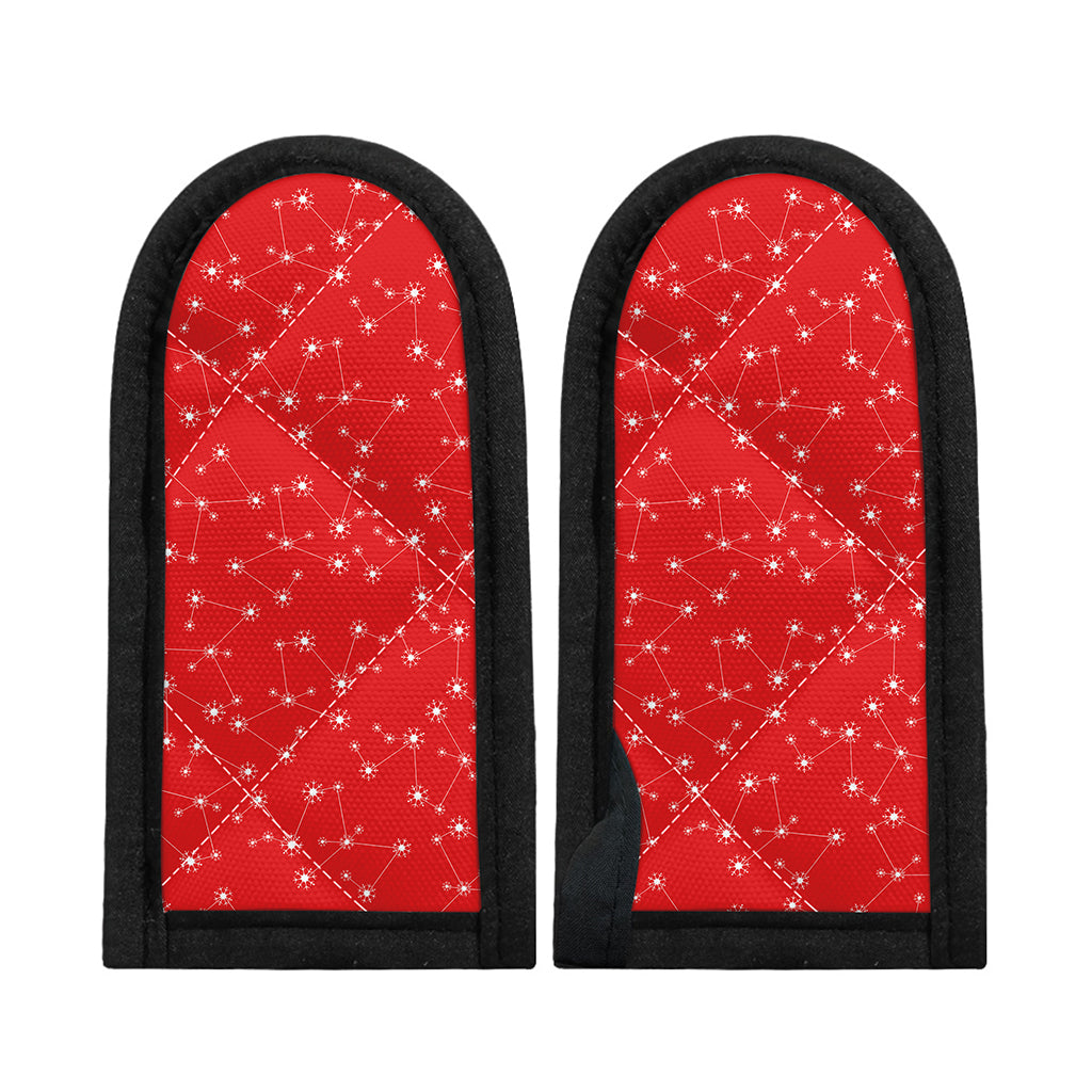 Red And White Snowflake Pattern Print Skillet Handle Cover