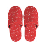 Red And White Snowflake Pattern Print Slippers