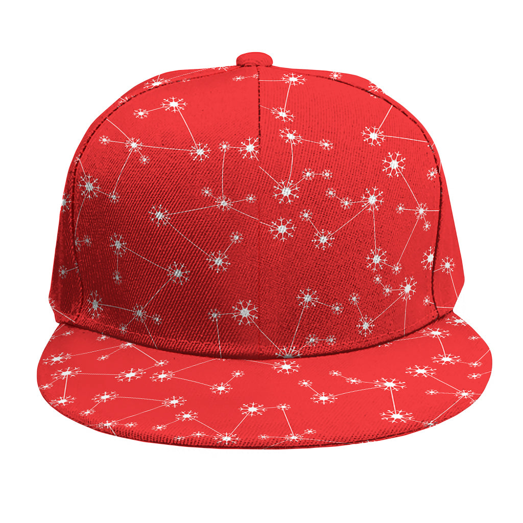 Red And White Snowflake Pattern Print Snapback Cap