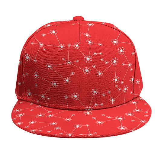Red And White Snowflake Pattern Print Snapback Cap