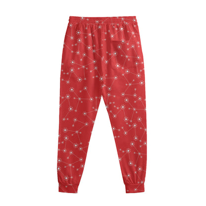 Red And White Snowflake Pattern Print Sweatpants