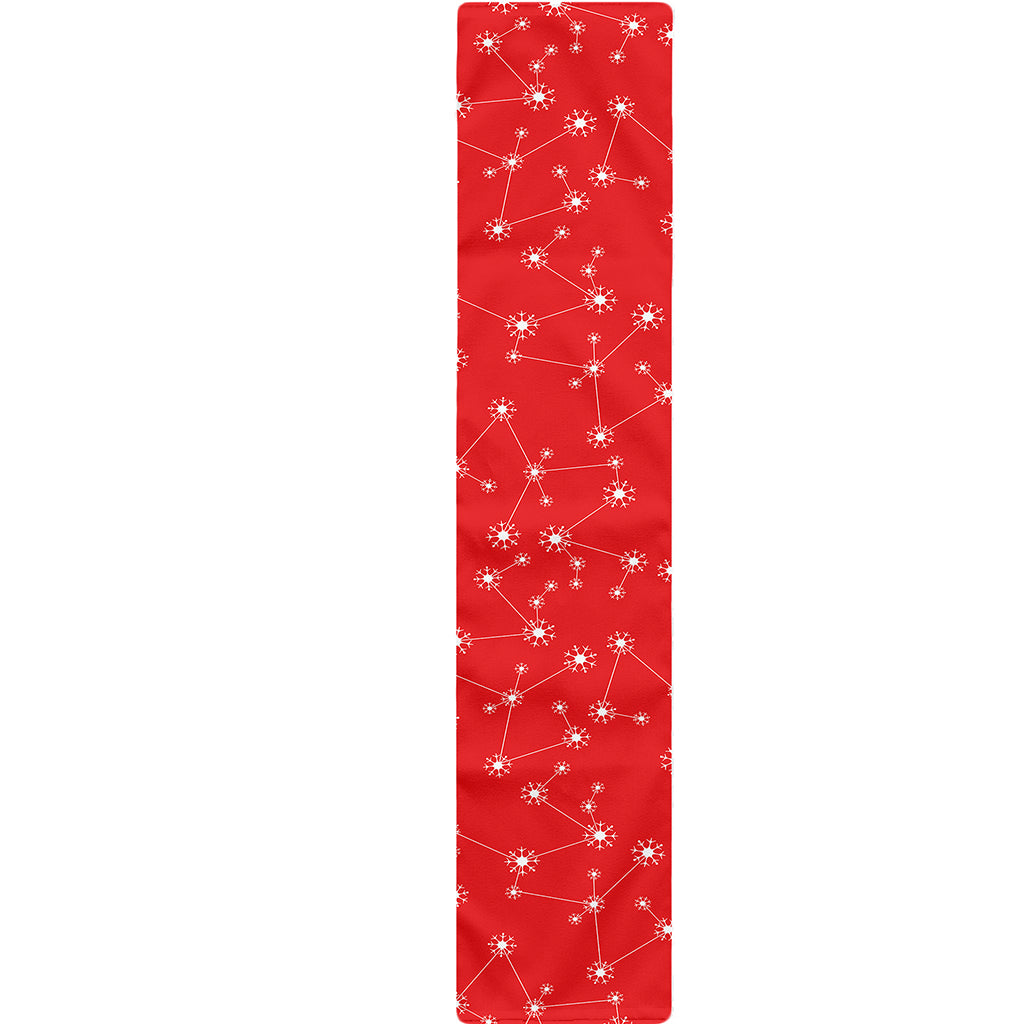 Red And White Snowflake Pattern Print Table Runner