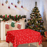 Red And White Snowflake Pattern Print Tablecloth