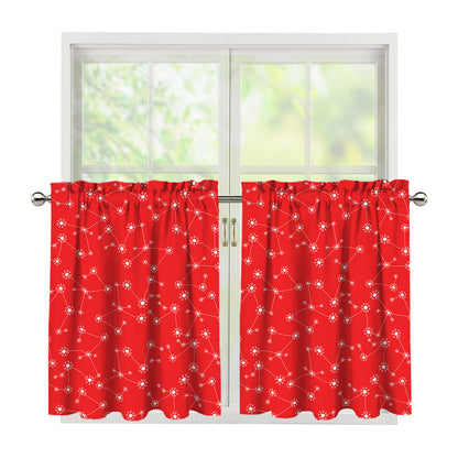Red And White Snowflake Pattern Print Tier Curtains