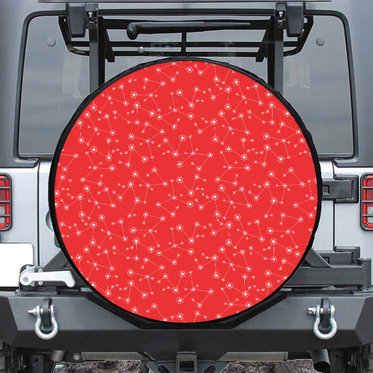 Red And White Snowflake Pattern Print Tire Cover