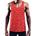 Red And White Snowflake Pattern Print Men's Workout Tank Top