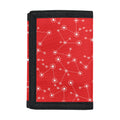 Red And White Snowflake Pattern Print Trifold Wallet