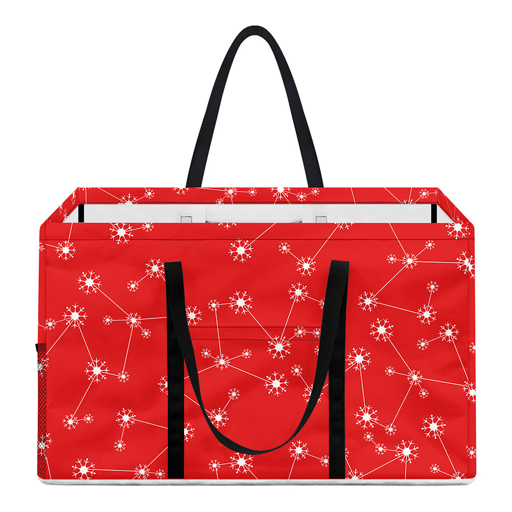 Red And White Snowflake Pattern Print Utility Tote Bag
