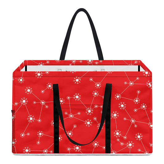Red And White Snowflake Pattern Print Utility Tote Bag