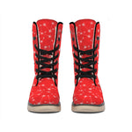 Red And White Snowflake Pattern Print Winter Boots