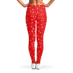 Red And White Snowflake Pattern Print Women's Leggings
