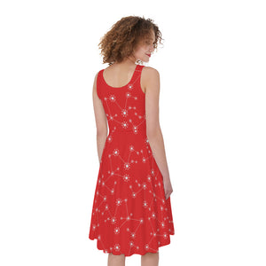 strapless open back dress Red And White Snowflake Pattern Print Sleeveless Knee Length Dress –  GearFrost