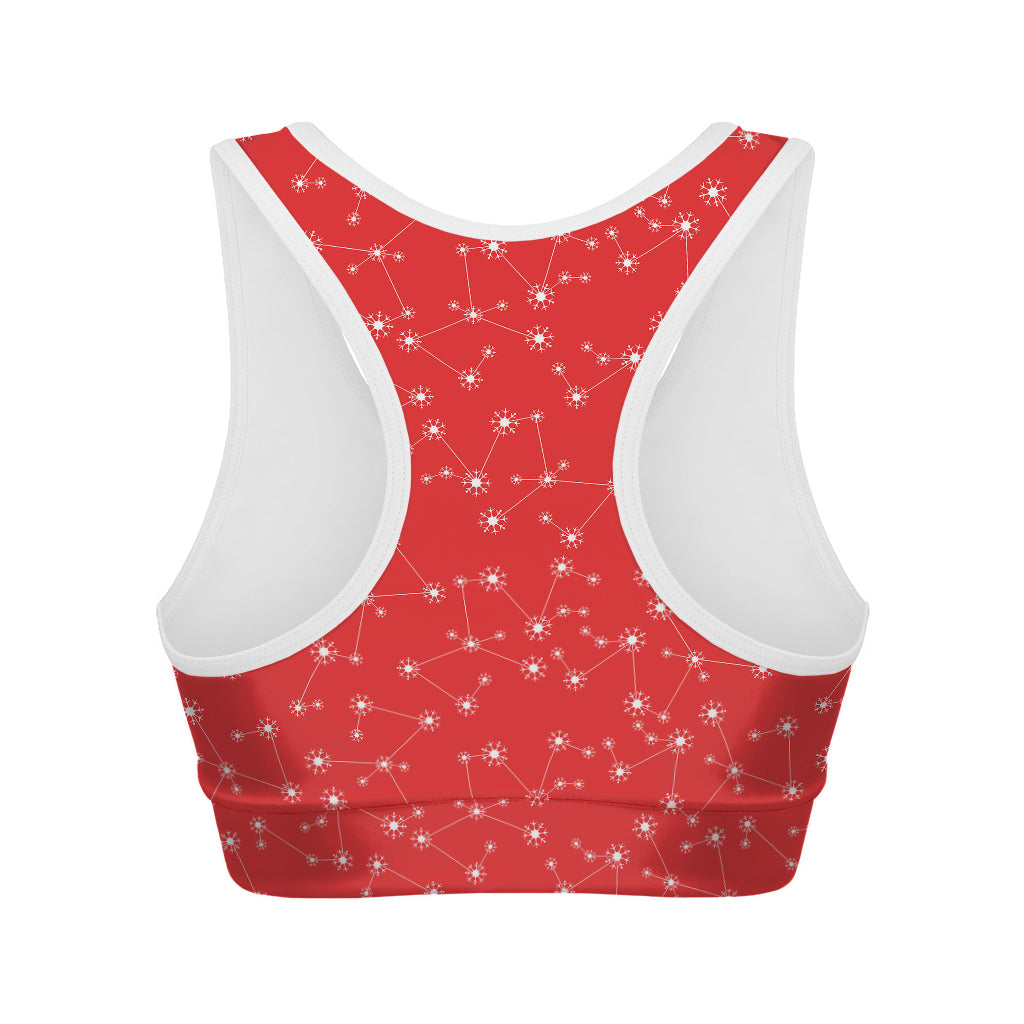 Red And White Snowflake Pattern Print Women's Sports Bra