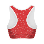 Red And White Snowflake Pattern Print Women's Sports Bra