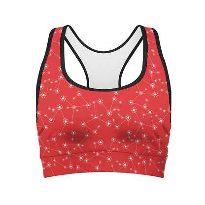 Red And White Snowflake Pattern Print Women's Sports Bra