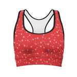 Red And White Snowflake Pattern Print Women's Sports Bra