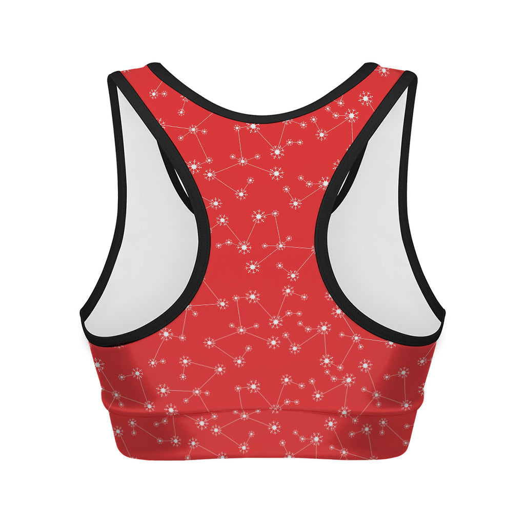 Red And White Snowflake Pattern Print Women's Sports Bra