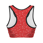 Red And White Snowflake Pattern Print Women's Sports Bra
