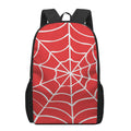 Red And White Spider Web Pattern Print 17 Inch Backpack