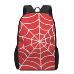 Red And White Spider Web Pattern Print 17 Inch Backpack