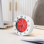 Red And White Spider Web Pattern Print Alarm Clock