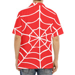 Red And White Spider Web Pattern Print Aloha Shirt