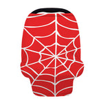 Red And White Spider Web Pattern Print Baby Seat Cover