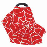 Red And White Spider Web Pattern Print Baby Seat Cover