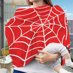 Red And White Spider Web Pattern Print Baby Seat Cover