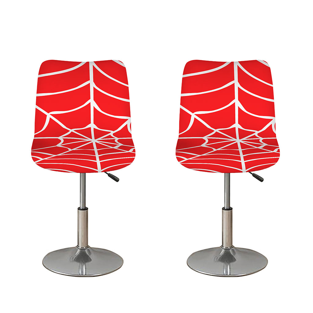 Red And White Spider Web Pattern Print Bar Stool Covers