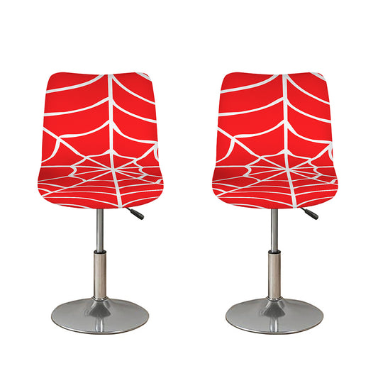 Red And White Spider Web Pattern Print Bar Stool Covers