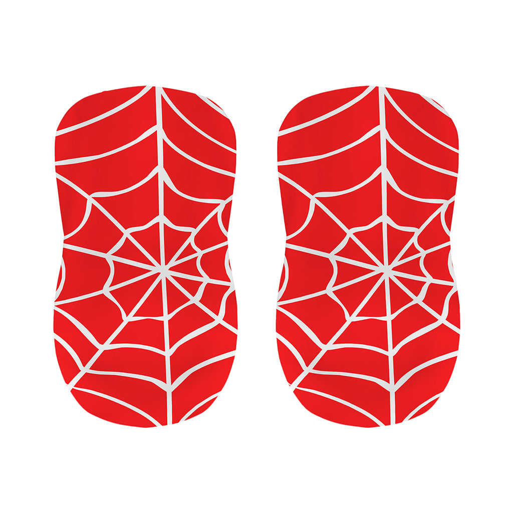 Red And White Spider Web Pattern Print Bar Stool Covers