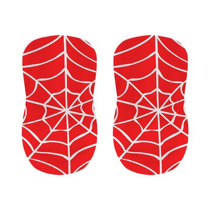 Red And White Spider Web Pattern Print Bar Stool Covers