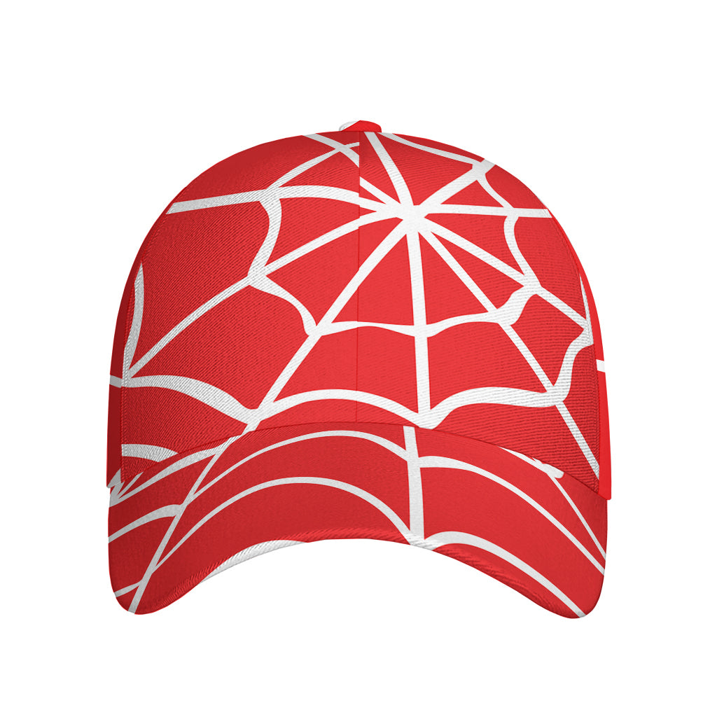 Red And White Spider Web Pattern Print Baseball Cap