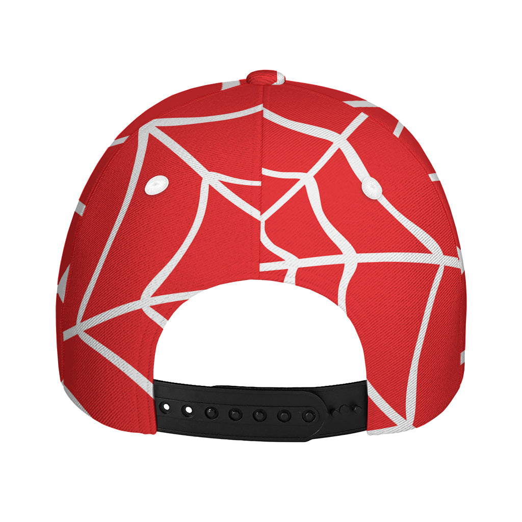 Red And White Spider Web Pattern Print Baseball Cap